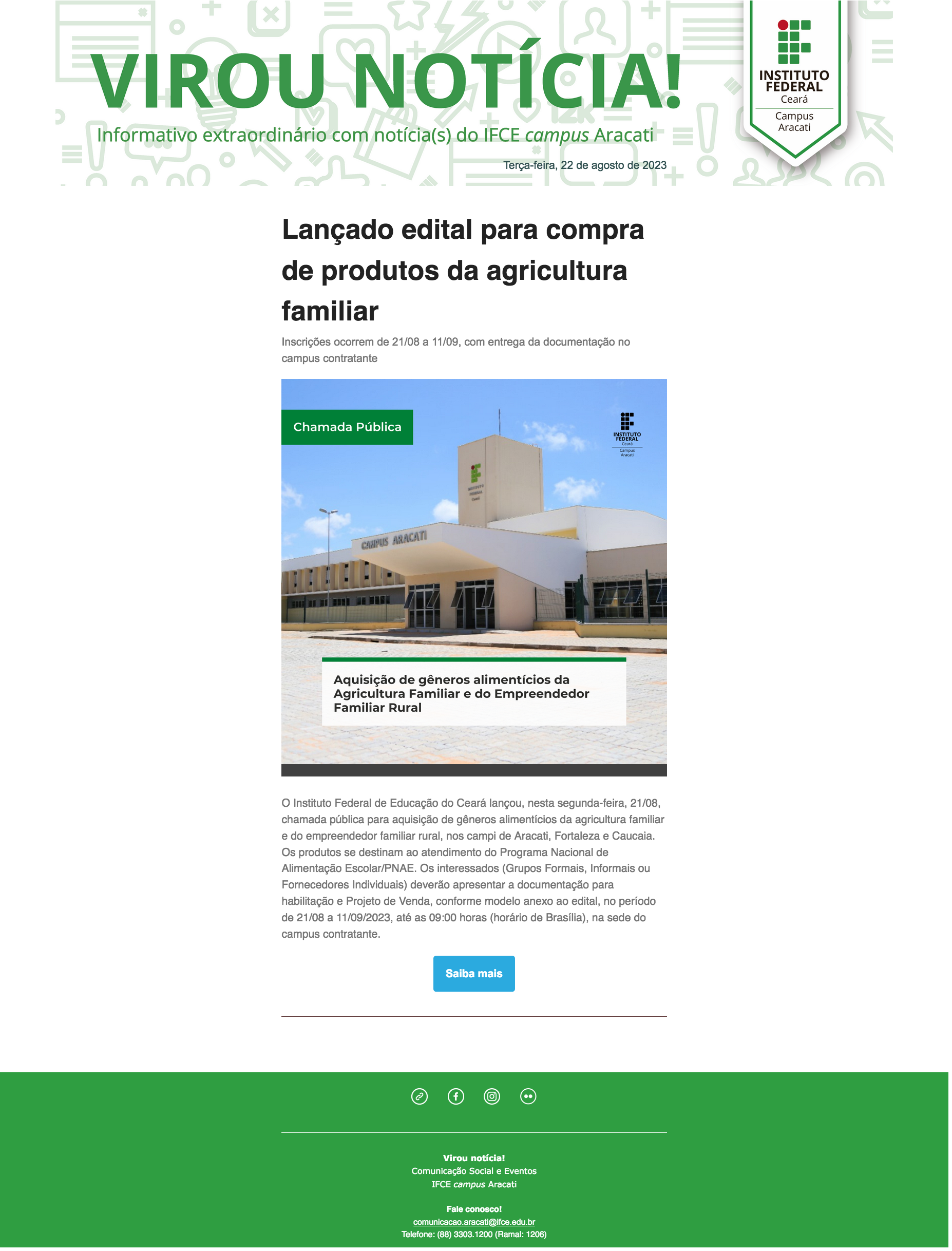 Lançado edital para compra de produtos da agricultura familiar 22-08-2023