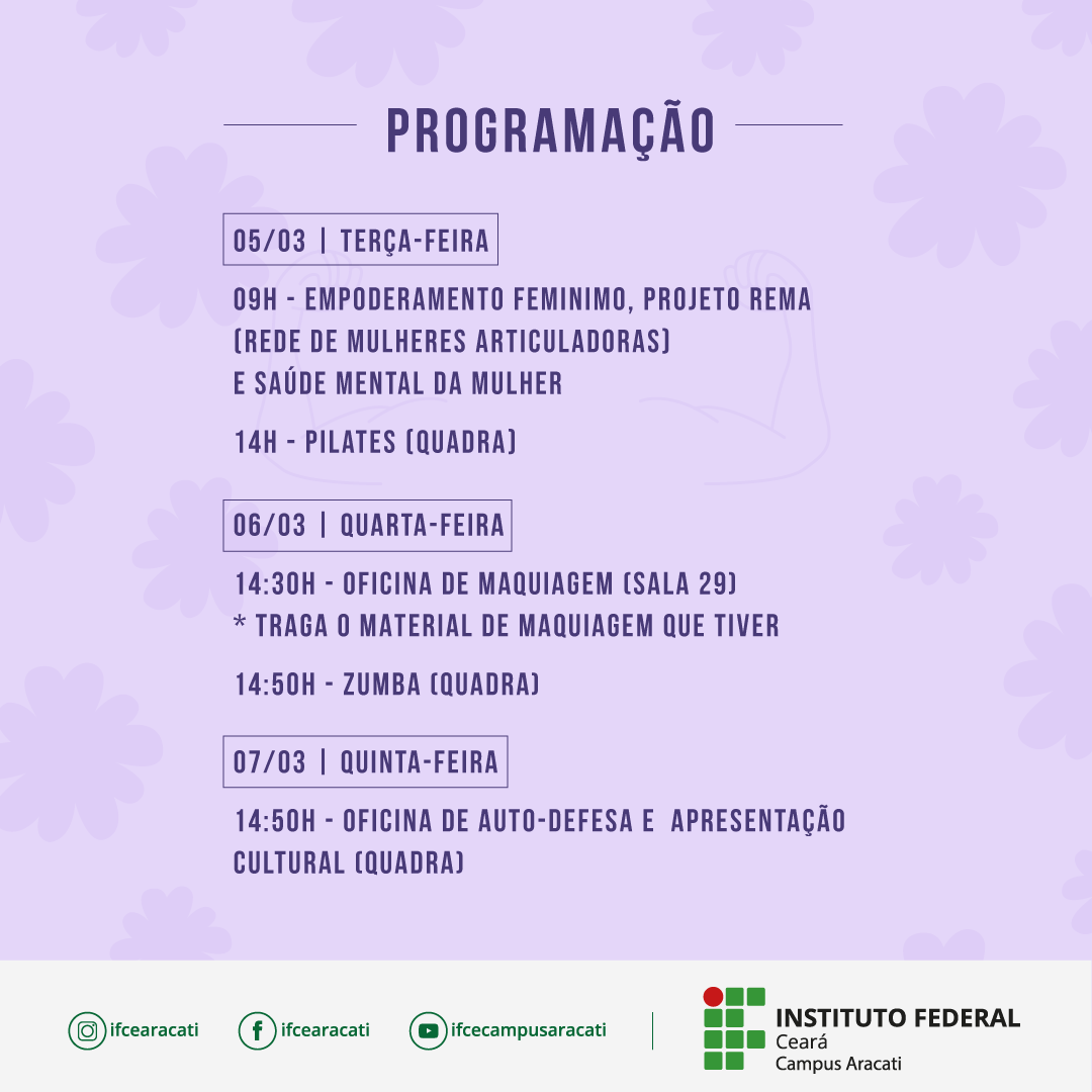 Semana da Mulher 2024_Programação 