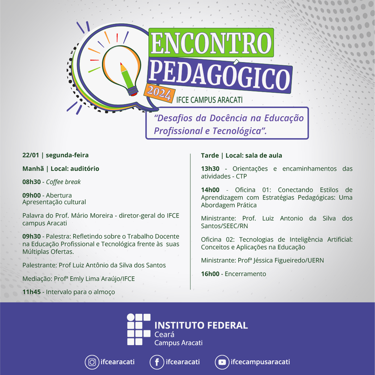 Encontro Pedagógico 2024.1  programa dia 22jan