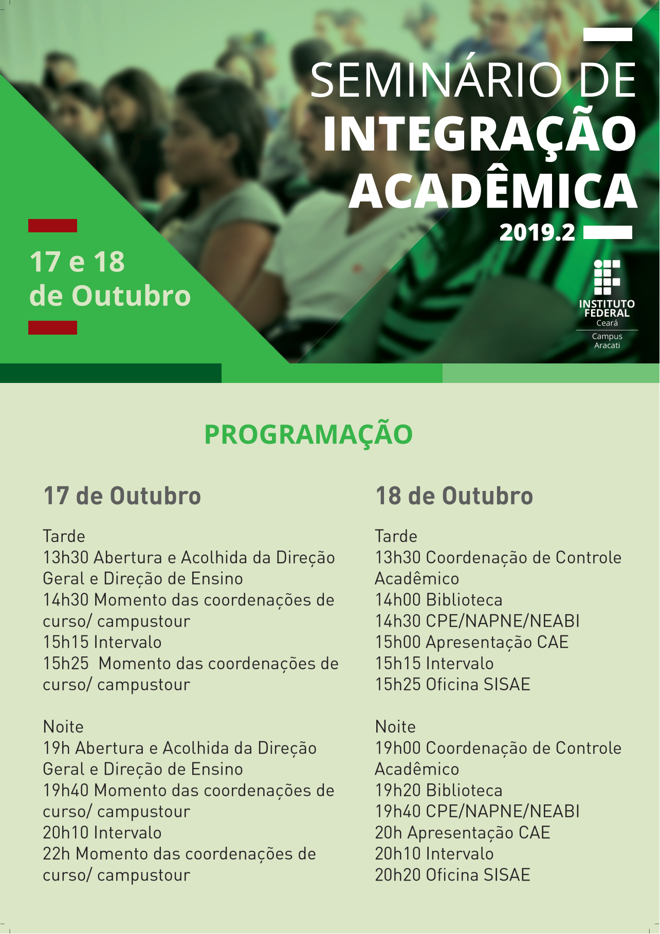 programação seminário de integração academica