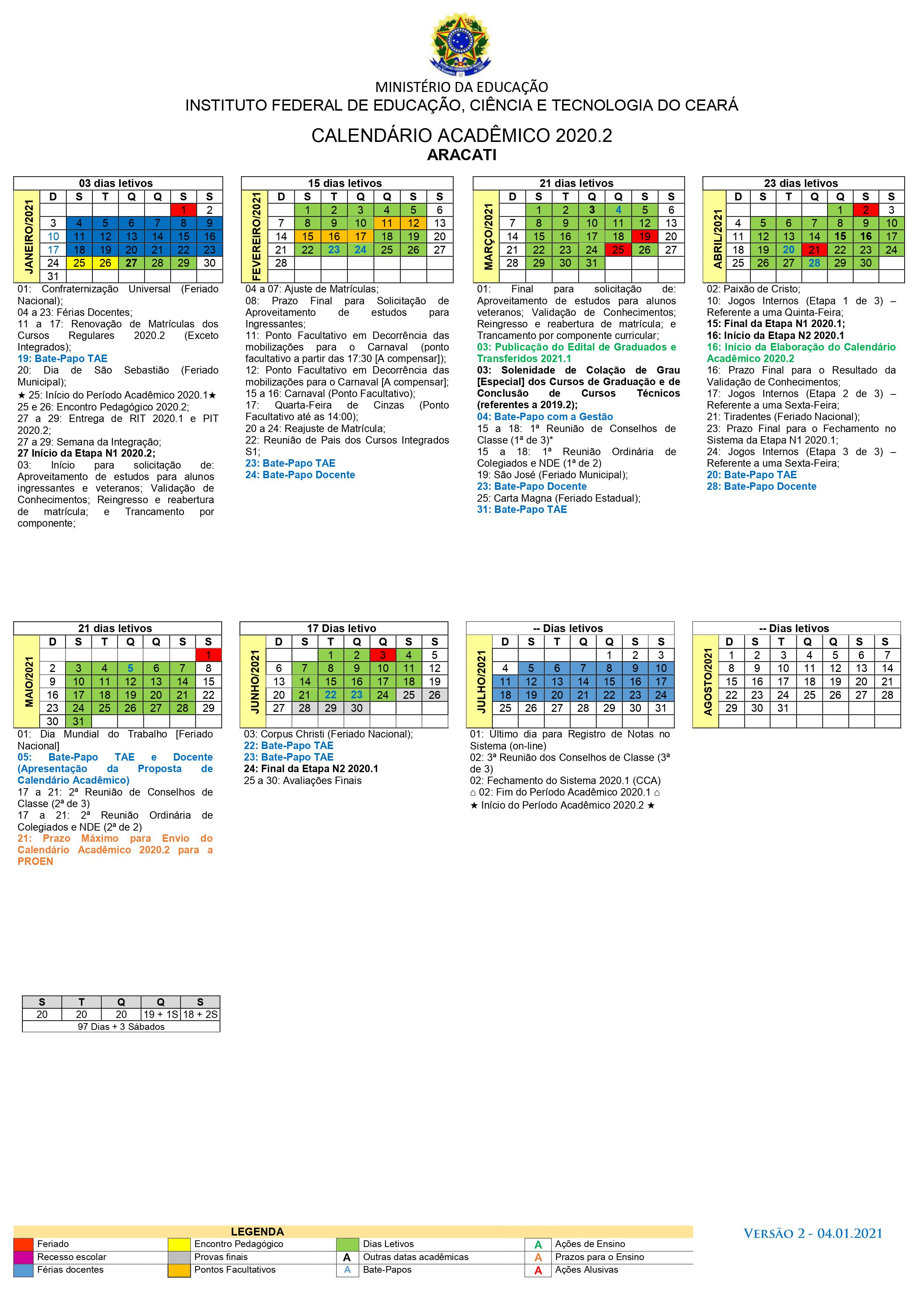 Calendario academico 2020.2