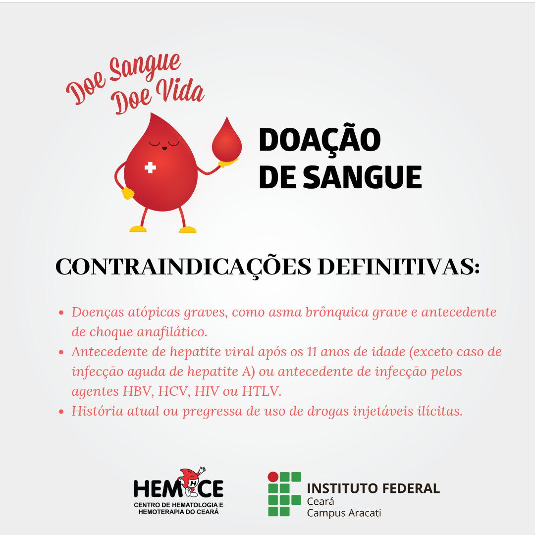 Campanha doação de sangue_Contraindicações definitivas