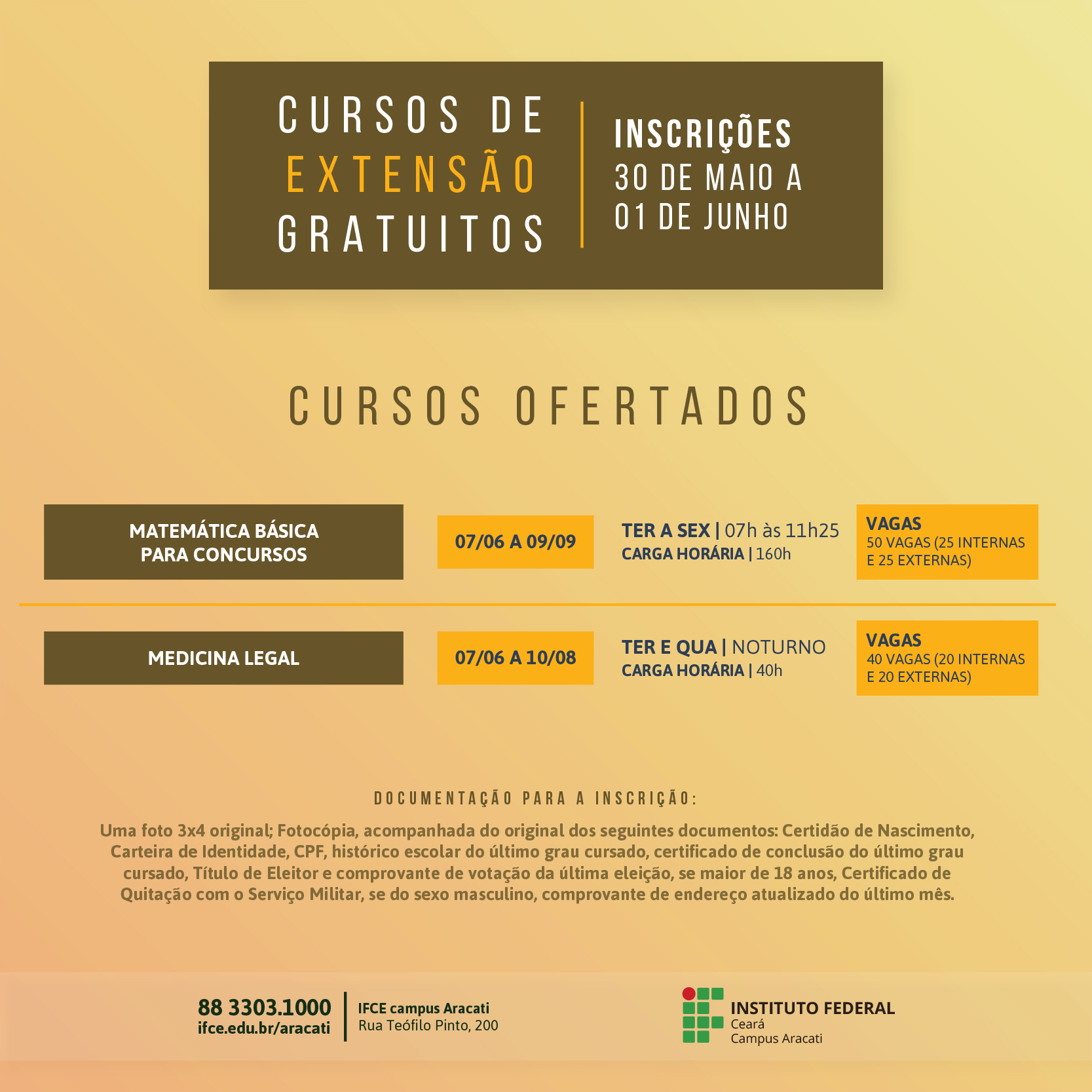 Novos cursos de extensão