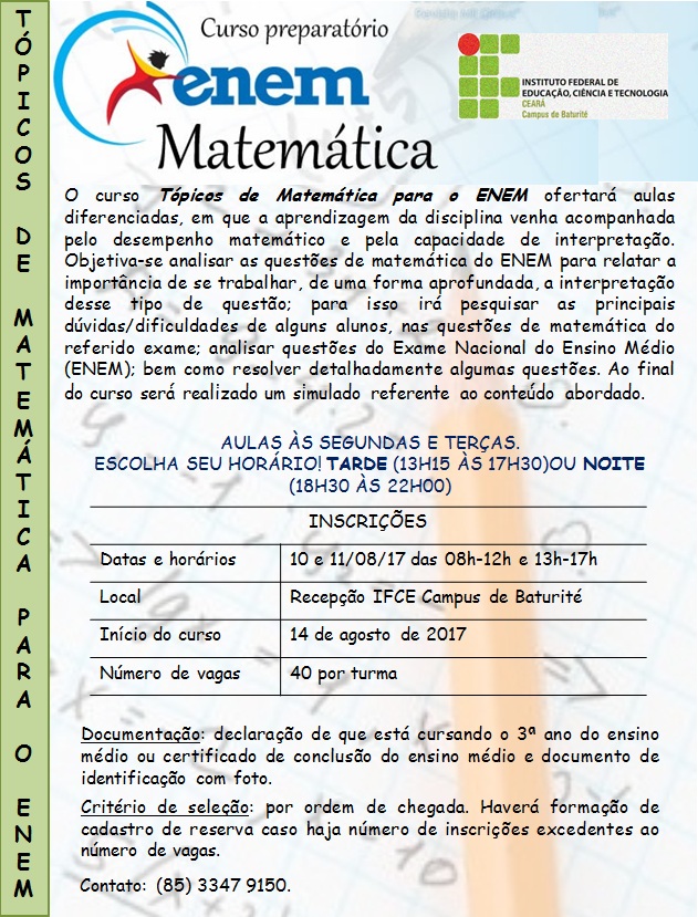 Cursinho matematica enem 2017