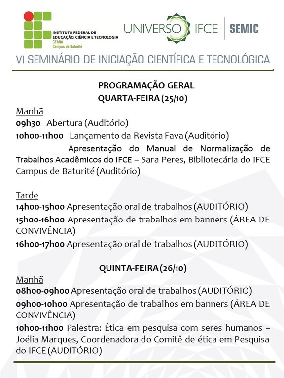 Programação SEMIC 2017