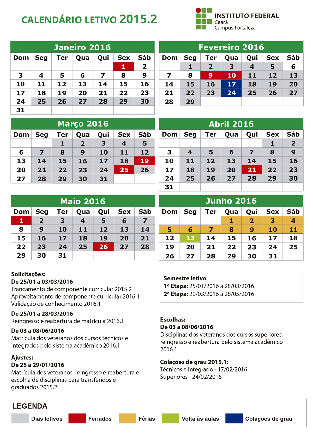 Calendário Letivo Fortaleza