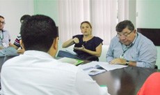 Reunião entre a gestão do campus de Maracanaú e representantes da Semace. (Foto: Guilherme Braga)