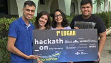 Equipe vencedora formada por alunos da Mecatrônica e Tecnologia em Alimentos