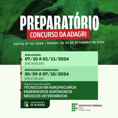 Serão ofertadas 50 vagas para Técnicos Agropecuária, Engenheiros Agrônomos e Médicos Veterinários formados ou em vias de conclusão do curso