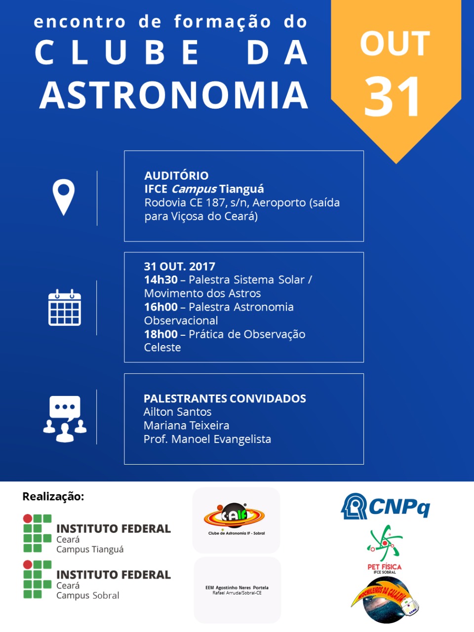 Cartaz do curso de astronomia